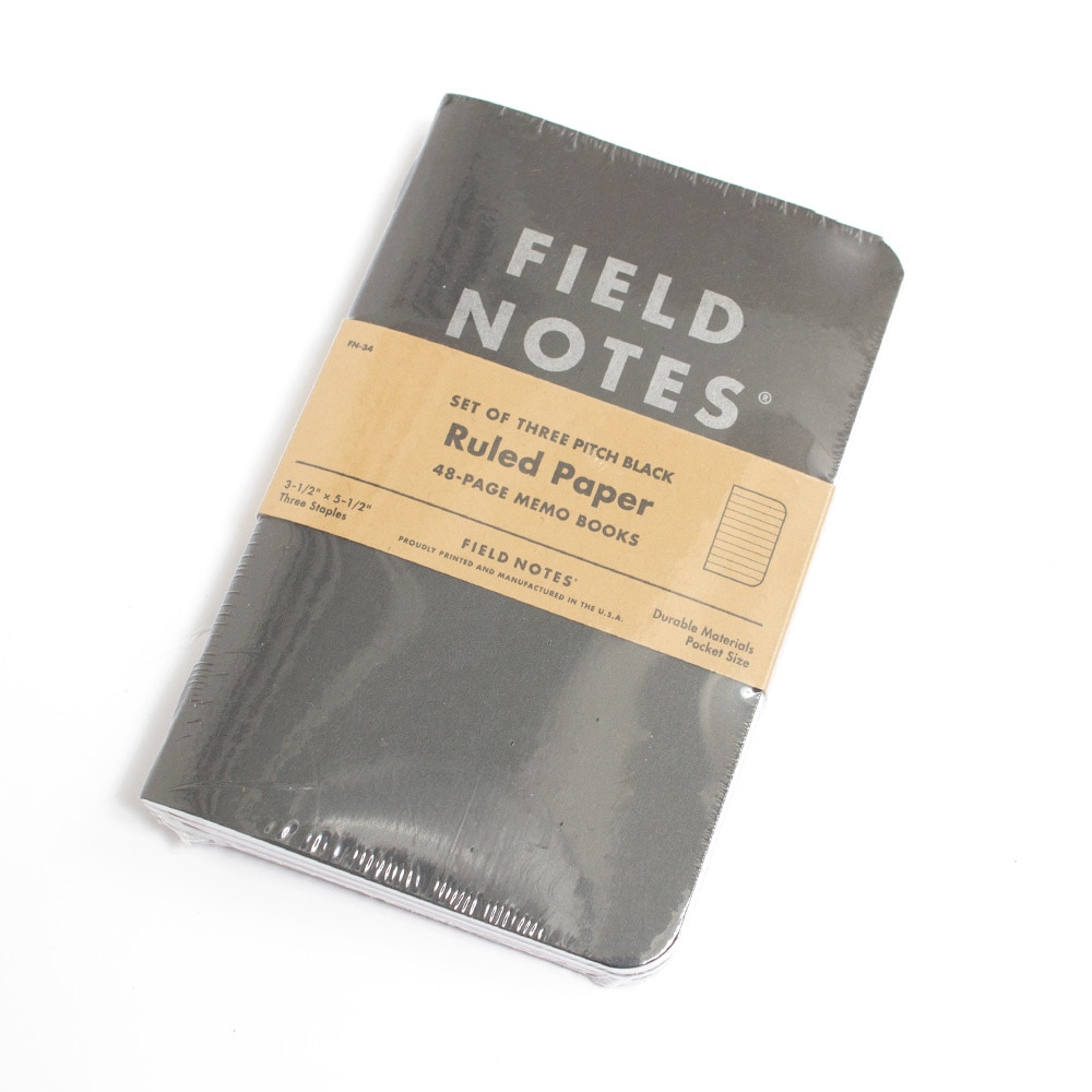 Field Notes, Pitch Black, Ruled, 3 Pack